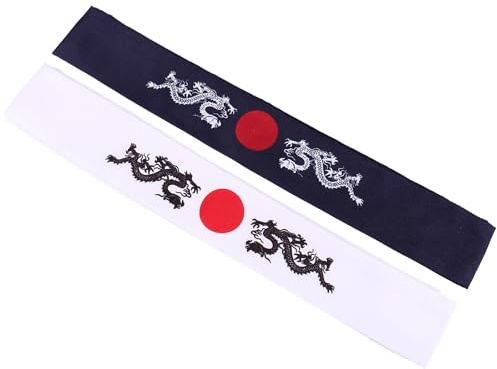 Sosoport 2pcs Bandeaux Japonerie de Karaté en Coton Simple Design Thématique, Accessoires pour Entraînements et Costumes Japonerie, Destinés aux Hommes Garçon et Filles
