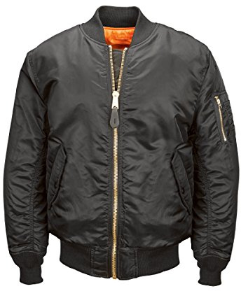 Alpha Industries MA-1 Blood Chit Bomber Flight Jacket - Fighter Pilot Flight Jacket - Black, S
