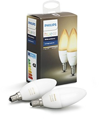 Philips Hue White Ambiance LED Candle Smart Light Bulb Twin Pack [E14 Small Edison Screw] with Bluetooth, works with Alexa, Google Assistant and Apple HomeKit