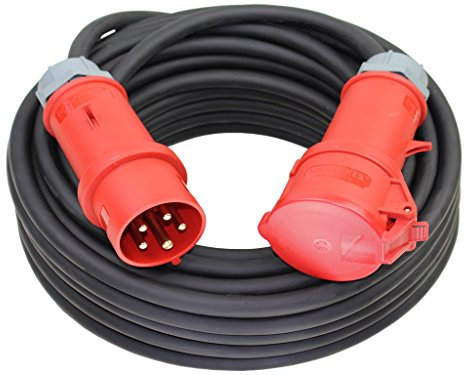 CEE Starkstromkabel 400V 32A 5x6mm² H07RN-F mit MENNEKES Phasenwender Stecker und Kupplung -15m-