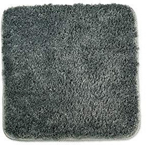WohnDirect Badematte 45x45 cm ohne Ausschnitt Grau – Kleiner Badteppich Quadratisch & rutschfest, Flauschiger Badvorleger, Waschbar, für Gäste-WC & Fußbodenheizung