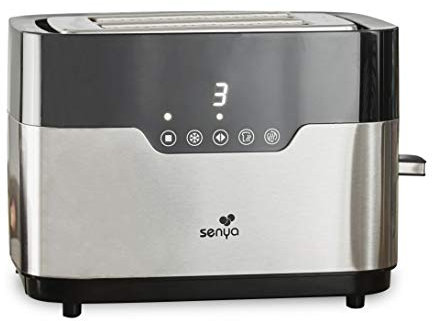SENYA Grille-Pain Tactile – Écran intuitif, 2 fentes larges, 7 Niveaux de Cuissons, Fonction grill, Décongélation, Réchauffe