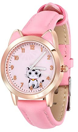 Kinder Uhr Cartoon Katze Muster Armbanduhr Leucht Zeit Zeiger Quarzuhr für Mädchen Studenten
