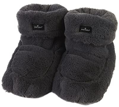 Warmies Microwavable Boots, Heatable Ladies Slipper Boots with French Dried Lavender, Soothing Warmth and Comfort, Steel Colour, One Size