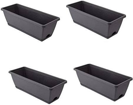 Ailovone 4er Blumenkasten Set Blumenkasten für Europalette Paletten Blumenkasten Paletten aus Kunststoff Paletten aus Kunststoff Balkonkasten Einsatz passend für Blumen Kräuter und Früchte (Schwarz)