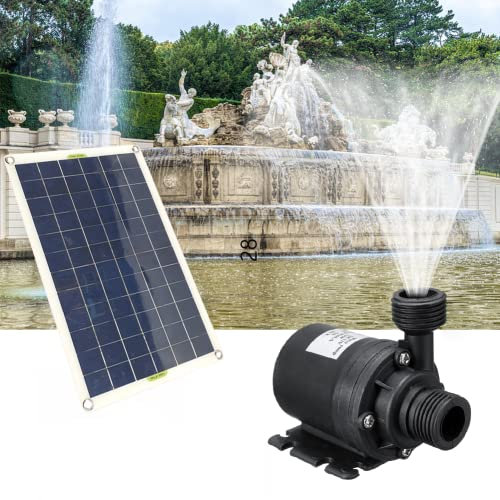 Omabeta Kit de Pompe à Eau Solaire 50W Panneau 800L/h 12V DC à Faible Bruit Pompe de Bassin Solaire en Plastique de Silicone avec Connecteur pour la Maison, Le Jardin, Le Bain des Oiseaux