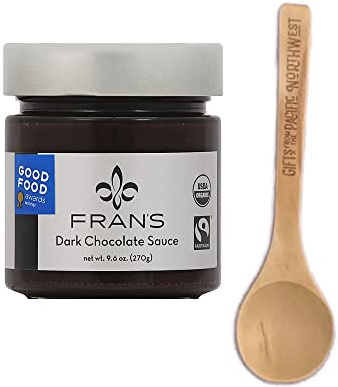 Dark Chocolate Sauce Fran's 9.6 Oz Jar Bundle with Tasting Spoon I Gourmet Dessert Gift Set by Gifts from the Pacific Northwest