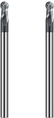 CREEYA 2 Piezas Fresa de punta redonda de metal duro 4mm, 2 dientes/2 Flautas CNC Fresas, HRC 55, Negro AlTiN revestimiento,Fresa de cabeza redonda 4mm Para Acero Metal Madera Plásticos (Ø 4mm)