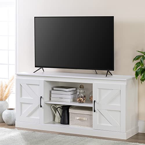 Zinus Wade Mueble TV - Mueble TV 147x67x40 cm - Unidad con mueble de almacenamiento - Blanco