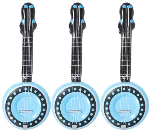 ibasenice Inflatable Banjo Decoration - 3PCS Inflatable Rock Star Ballons Party Decor Inflatable Banjo Musical Instrument Party Prop