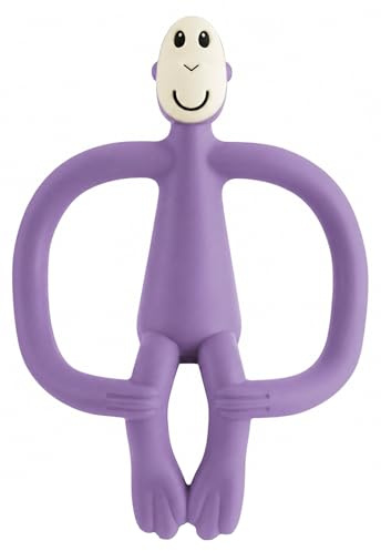 Matchstick Monkey, Original Teether & Gel Applicator, Antimicrobial Silicone Teething Toys for Baby, Easy to Grip, BPA Free, 3 Months Old+, 10.5 cm, Purple Monkey