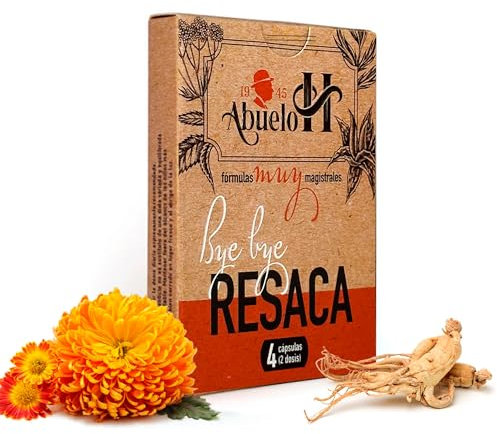 Bye Bye Resaca - Combate los síntomas de la resaca antes que aparezcan - Cansancio, dolores, náuseas, vértigo - Con vitamia B6 y Eleuterococo (Ginseng Siberiano) - Caja con 4 cápsulas