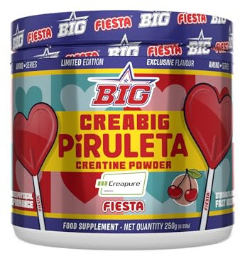 BIG - Creatina Creapure ® - Creatina Monohidratada Creapure en Polvo, Rendimiento Físico y Recuperación - Materia Prima Premium - Monohidrato de Creatina de Rápida Absorción, Vegana (250g, Piruleta)