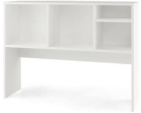 SFAREST Desktop Bookshelf Organiser, Multipurpose Wooden Countertop Bookcase with Storage Cubbies, Freestanding Display Hutch Shelves for Bedroom Home Office(White,94 x 25 x 73cm)
