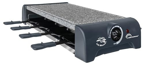 LITTLE BALANCE 8751 Granito & Cheese Meuuuh…!, Raclette, Sin PFAS, Piedrade, Piedra Natural Granito, Multifuncional, 8 personas, 1300 W, Pimienta