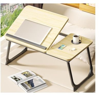 HUFIREHU Laptopbordet FöR SäNg Skrivbord På SäNg Laptop SäNgbord SäNgbricka FöR Att äTa Frukost Serveringsbricka FöR BäRbar Dator Laptop KnäBord Med KopphåLlare Laptopbord FöR BäRbar(Maple)