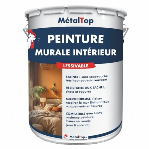 Metaltop - Peinture Murale Interieur - Gris clair - RAL 7035-1 L - Haute couvrance, pour murs intérieurs en plâtre, placo, béton, rénovation rapide