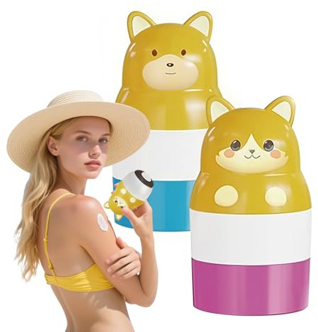 GGesii 2 Piezas Aplicador Crema Solar, Aplicador de Crema Solar Niños 100ml, Refillable Roll on Sponge Applicatorpara Todo Tipo de leches Corporales y Lociones