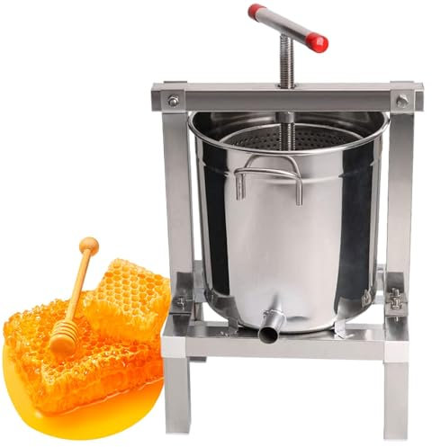 GESAIDES 10L Fruit Honey Manual Press, Stainless Steel Cider, Wine, Grape, Press, for Wine and Juice Making Supplies