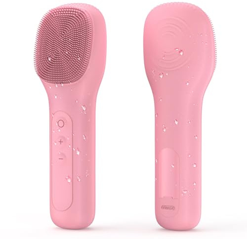 Facial Cleansing Brush Portable Waterproof Rechargeable Face Wash Brush Electric Deep Cleaning for Men and Women (Pink)