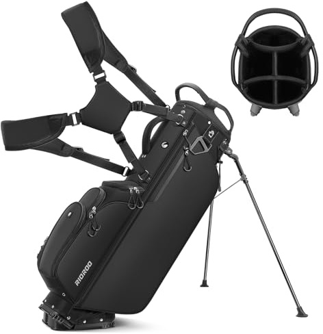 RIOROO Lightweight 8.5 Top Golf Stand Bag with 5 Way Full-Length Dividers, 6 Pockets, Cooler Bag, Dual Padded Straps and Rain Hood, Waterproof Golf Bags for Men Women.