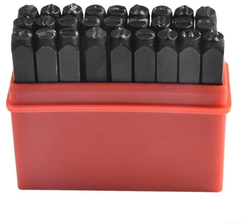 Juego de perforadores de letras y números de metal, 36 piezas de sellos de acero al carbono para hacer joyas, manualidades de cuero, marcado de madera y grabado de metal (5 mm)
