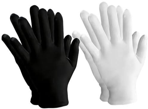 2 par bomullshandskar vita svarta tunna handskar handmask sidenhandskar för kvinnor män torra händer