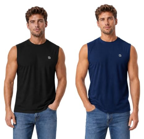 Bahob® 2 Pack Men's Sleeveless T-Shirts Vest Top for Men Tank Tops Training Running Workout Bodybuilding Shirts S-3XL