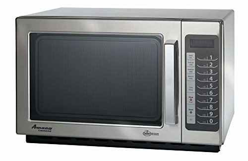 Amana RCS10TS 1000 Watt Stackable Countertop Commercial Microwave with Push Button Controls for Restaurant Buffet Catering Service | 1.2 Cu. Ft, 22W x 19D x 13-7/8H, Stainless Steel, 120v, NSF