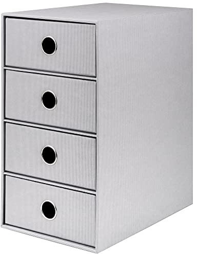 Rössler SOHO 4er Schubladenbox aus Papier | Büro Organizer Schreibtisch | Schubladen Organizer Büro Zubehör & Bürobedarf | Schreibtisch Organizer Box | 18 x 25 x 32 cm | 1 Stück | Farbe: Stone