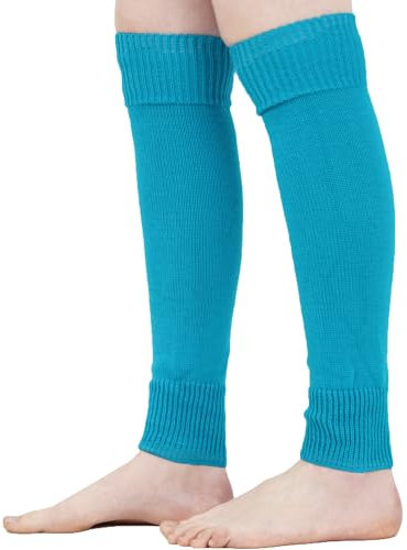 Mysocks Leg Warmers Extra Soft Stylish Fancy Winter 80s Party Dance Accessories Long Legwarmers for Women Girls Ladies Plain Aqua Blue
