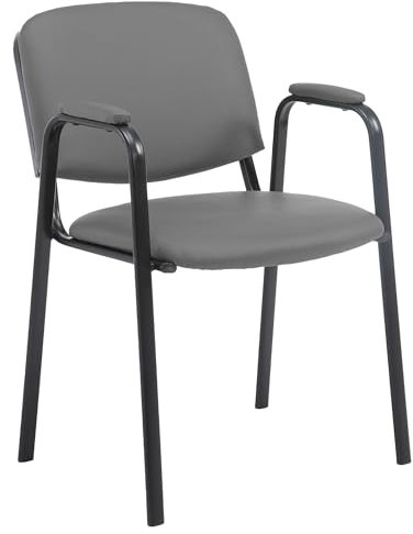 CLP Stapelstuhl Ken Pro I Konferenzstuhl Mit Kunstleder-Bezug Und Armlehnen, Farbe:grau