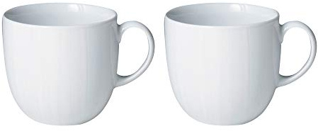 Denby White Porcelain Coffee Mug Set of 2 - 350ml Classic Simple Tea Mug Set For Home & Office - Dishwasher Safe, Microwave Safe - Chip Resistant