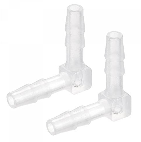 sourcing map Barb Hose Fitting, 5mm Barbed Dia. Plastic Elbow Coupler Quick Connector Adapter, White Pack of 2