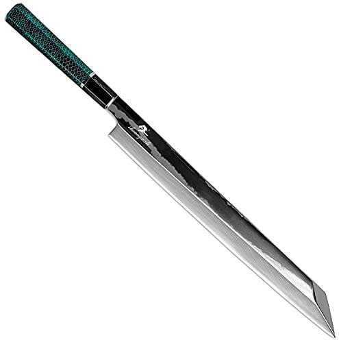 Hecho a mano 12 pulgadas cocinero Sashimi Sushi Cuchillo de sushi Damasco Pesca Knifes Cocina CHEF CORTADOR CHEF CHEF CHEF CHEF (Color : Green, Kitchen Knife Size : 12 inch)