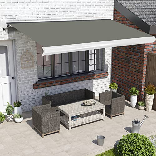 Blümme Full Cassette Electric Remote Controlled Awning Retractable Garden Patio Canopy Shade Sail 3x2.5M-Grey
