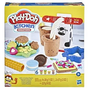 Play-Doh - Play-Doh Küchenwerkstatt Milch und Plätzchen-Set - Modelliermasse-Set - Knetmasse - rot, grün, blau, gelb, weiß, rosa - 0.52 kg - Zum Spielen