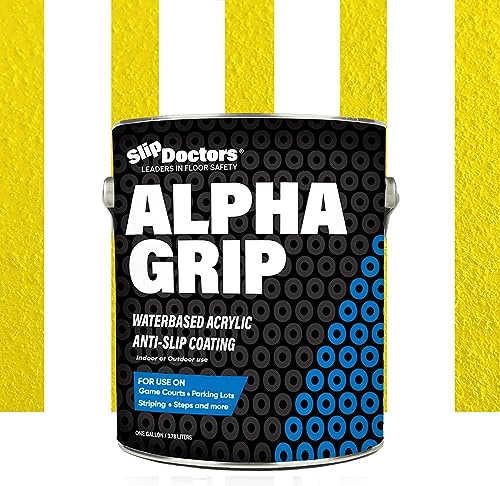 Alpha Grip Non-Slip Paint for Concrete & Asphalt – Non-Skid Coating Ideal for Striping Parking Lots, Playgrounds & Pavements (Yellow, 1 Gallon)