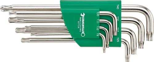 STAHLWILLE 10771/8 l Kugelkopf-Winkelschraubendreher Set 8-tlg. l Innensechskant Satz TORX T9 – T40 l schwenkbar bis 25° l im praktischen Halter