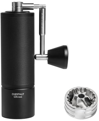 TIMEMORE Chestnut C3S Max Coffee Grinder Manual, Premium Integrated All-Metal Design, Portable Hand Coffee Grinder with Foldable Handle, Suitable for Espresso to French Press, Black