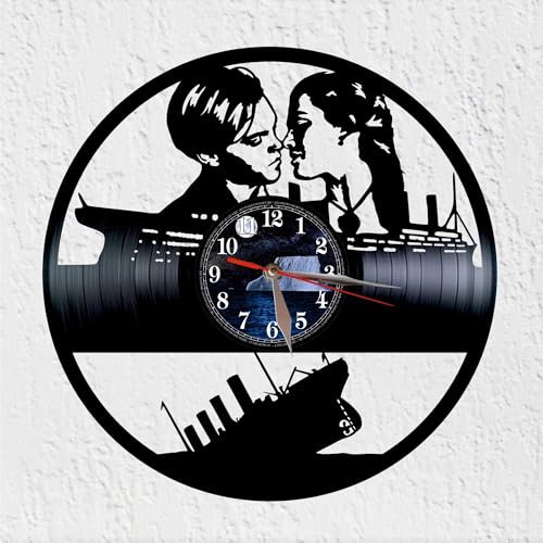 VINY WOODY Legendäres transatlantisches Schiff Schallplattenuhr aus Vinyl zur Wanddekoration Ragalo Original