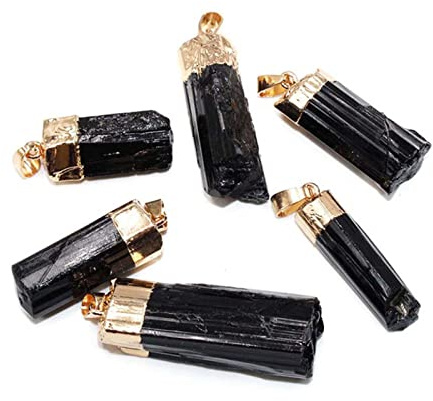 COSSIKA Colgante de Piedra turmalina Negra Natural Colgante de Piedra Colgantes de energía cilíndricos ásperos para Mujer y Hombre Regalo joyería de Moda