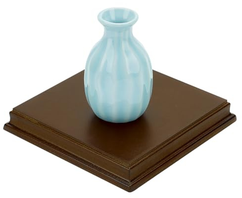 FINGERINSPIRE Quadratischer MDF Ständersockel In Kokosnussbraun 12.6x12.65x1.8 cm Großer Holzsockel Mit Karnieskante Holzsockel Zur Präsentation von Edelsteinen Schmuck Holzsockel Zur Präsentation