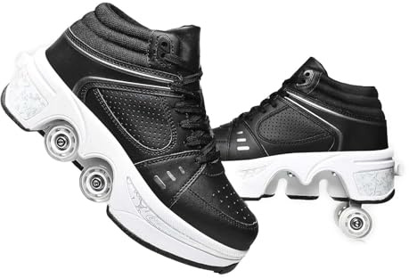 Rullskridskor, infällbar 4 hjul Skateboard Sneakers, Skridskor Skridskor, Gymnastikskor med hjul för pojkar flickor