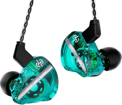 CCZ DC01 Pro HiFi In Ear Monitors Auriculares Potente diafragma de Graves Auriculares con Cable para Juegos Cable de latencia verdadera 0 para Llamadas Musicales Juegos (Verde, sin micrófono)