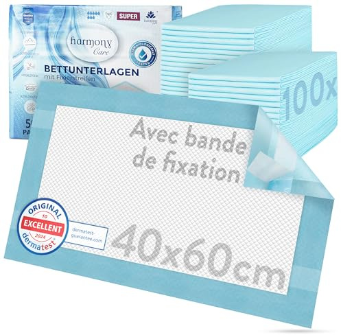 Harmony Care® 150 x Protectores de Cama XL con Tiras de fijación – 80 x 150 cm absorbentes – Almohadillas Antideslizantes Desechables para incontinencia