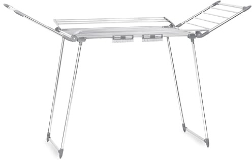 Massido Tvättställ rostfritt utomhus utdragbar stor tvätttorktumlare torktumlare ställning stabil torktumlare med halkfria fötter torkyta 22 m Lina vit 174 x 56 x 108 cm