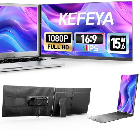 KEFEYA 15.6 Laptop Monitor Extender Borderless Laptop Screen Extender with 120% sRGB, 1080P Full HD, Plug & Play, Ultra-Light Portable Monitor for Mac/Windows/Chrome