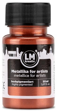 LM-Kreativ Metallika for Artists 50 ml - Kupfer - Metallic Acrylfarbe/Bastelfarbe. Für kreative Projekte auf Holz, Leinwand, Keramik. Hochdeckend, lichtecht. Für Künstler und Bastler