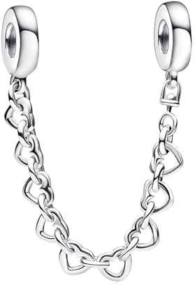 Amuefer Love Chain Safety Chains Charms für Armbänder 925 Sterling Silber mit Cubic Zirkonia Anhänger für Halsketten Geburtstag Weihnachten Schmuck Geschenke für Frauen